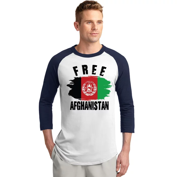 Free Afghanistan AFG Flag Baseball Sleeve Shirt