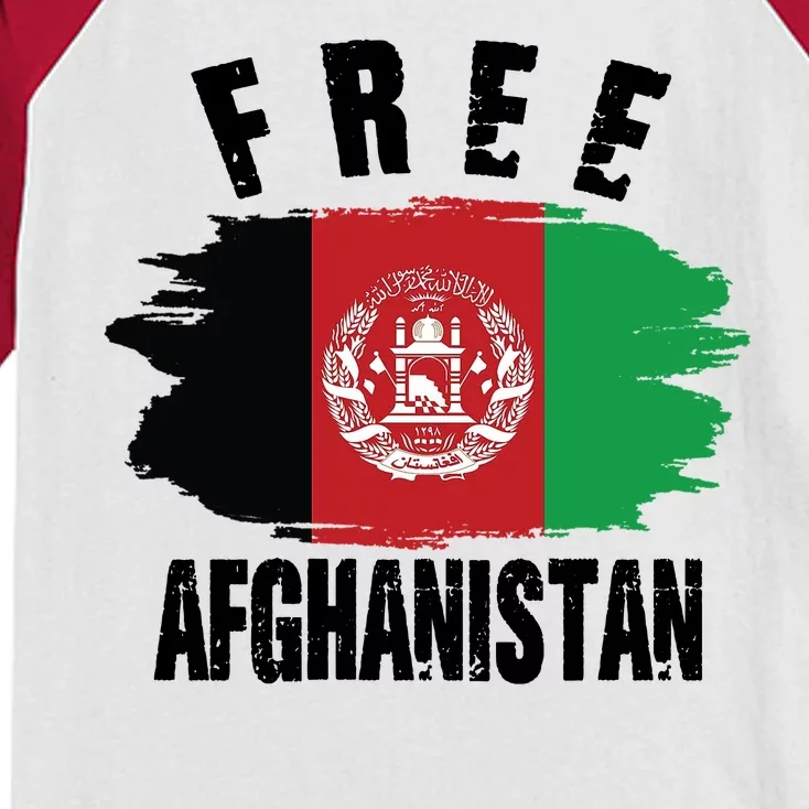 Free Afghanistan AFG Flag Kids Colorblock Raglan Jersey