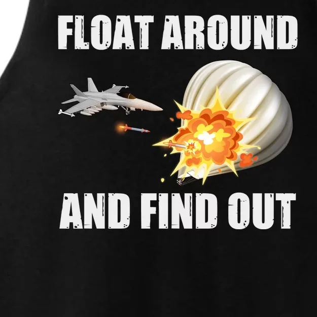 Float Around And Find Out Military Jet Shooting Balloon Ladies Tri-Blend Wicking Tank