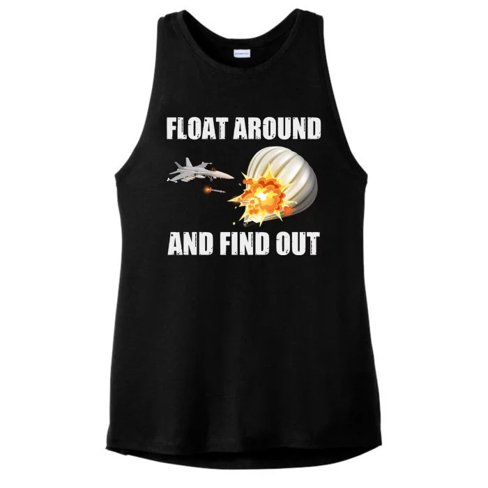 Float Around And Find Out Military Jet Shooting Balloon Ladies Tri-Blend Wicking Tank