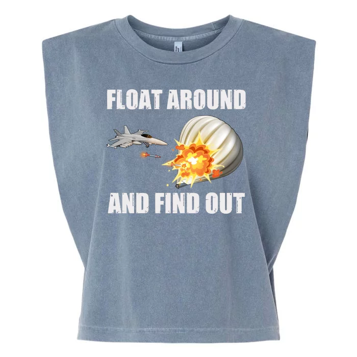 Float Around And Find Out Military Jet Shooting Balloon Garment-Dyed Women's Muscle Tee