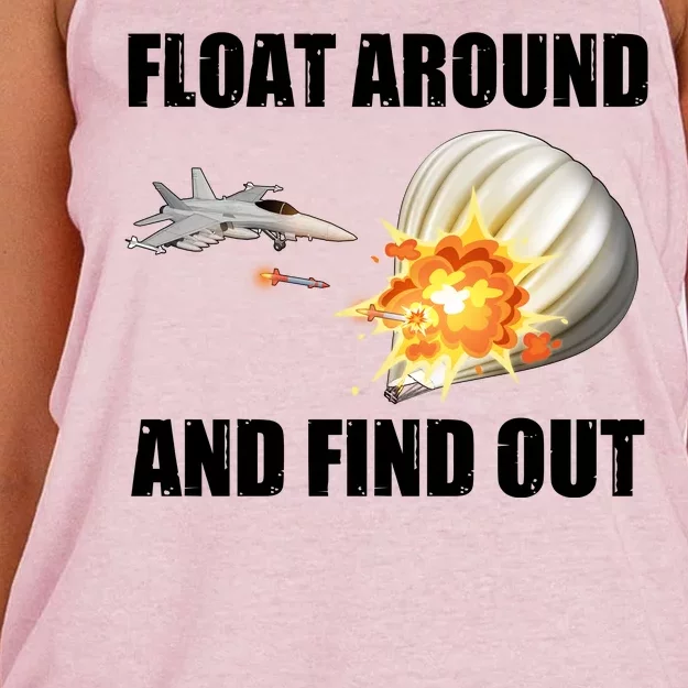 Float Around And Find Out Military Jet Shooting Balloon Women's Knotted Racerback Tank