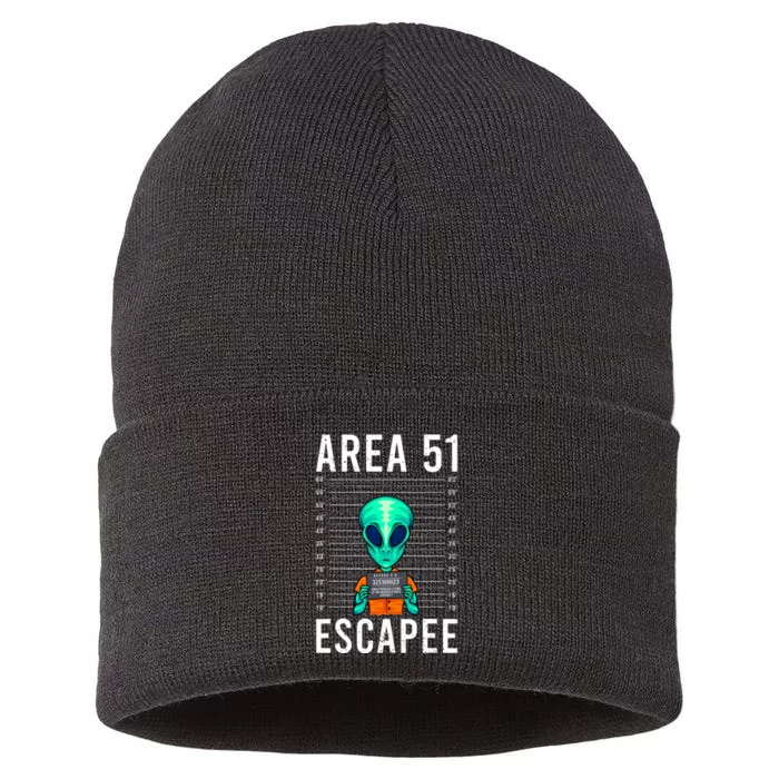 Funny Alien Art Alien Lover Area 51 Escapee Alien Sustainable Knit Beanie