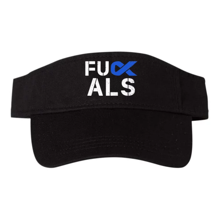 Fuck ALS Awareness Month Blue Ribbon Support Squad Fighter Valucap Bio-Washed Visor