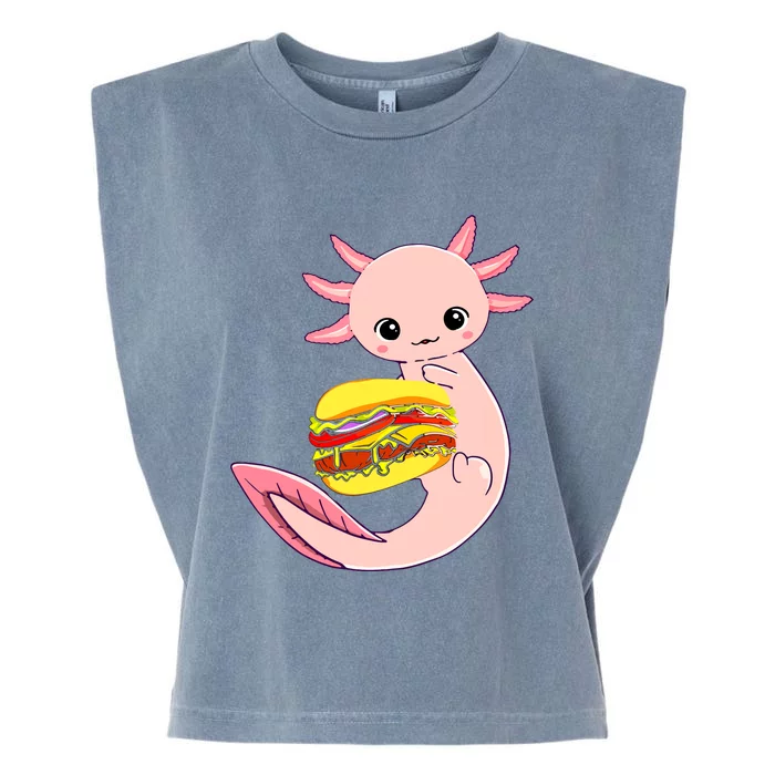 Funny Axolotl And Hamburger For Women Garment-Dyed Women's Muscle Tee