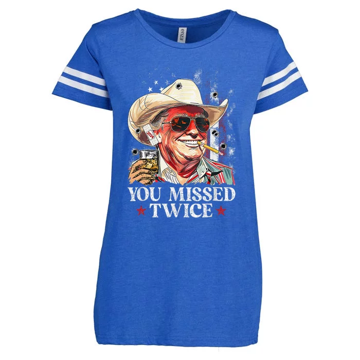 Funny Assassination Attempt Trump 2024 You Missed Twice Enza Ladies Jersey Football T-Shirt