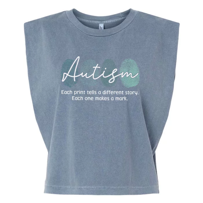 Fingerprint Autism Awareness Retro Neurodiversity Acceptance Garment-Dyed Women's Muscle Tee