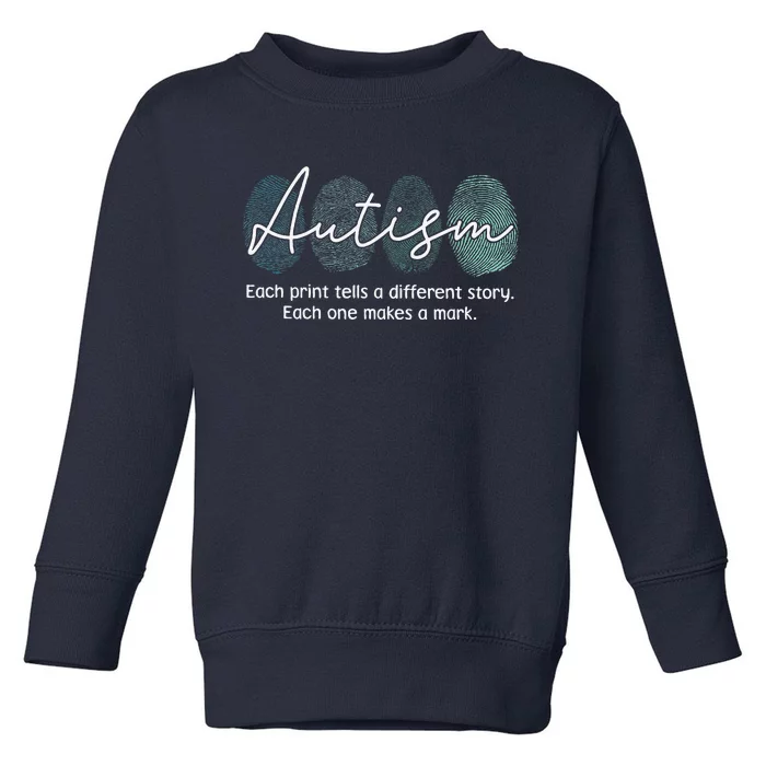 Fingerprint Autism Awareness Retro Neurodiversity Acceptance Toddler Sweatshirt