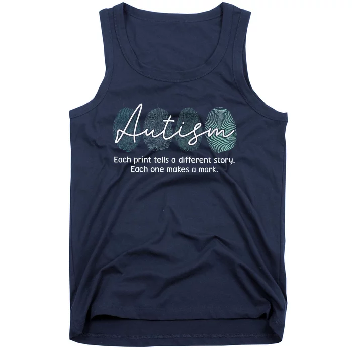 Fingerprint Autism Awareness Retro Neurodiversity Acceptance Tank Top