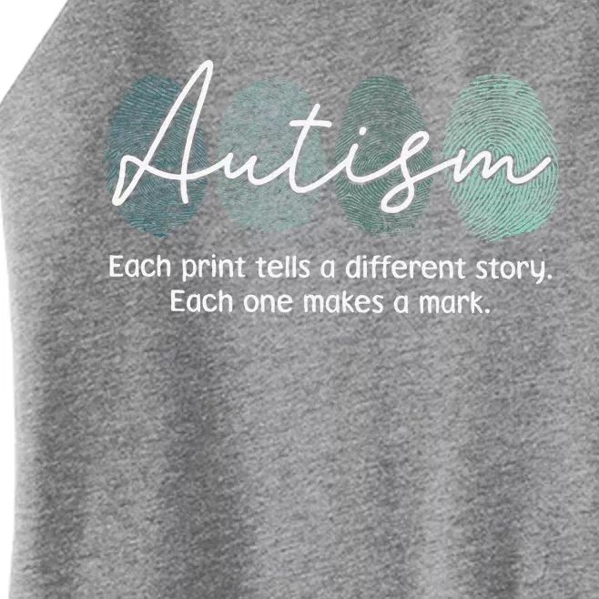 Fingerprint Autism Awareness Retro Neurodiversity Acceptance Women’s Perfect Tri Rocker Tank