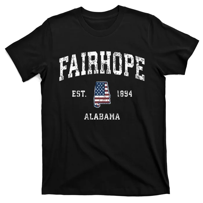 Fairhope Alabama Al Vintage American Flag Sports Design T-Shirt