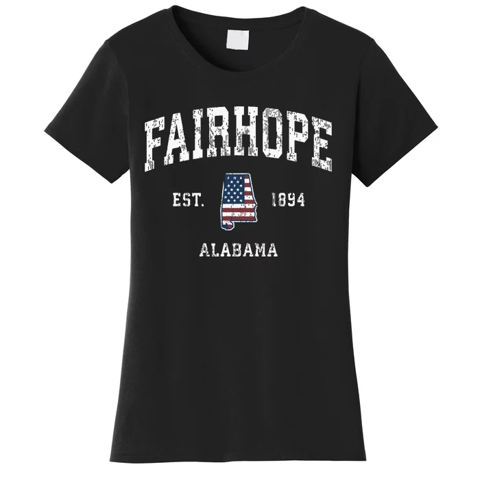 Fairhope Alabama Al Vintage American Flag Sports Design Women's T-Shirt