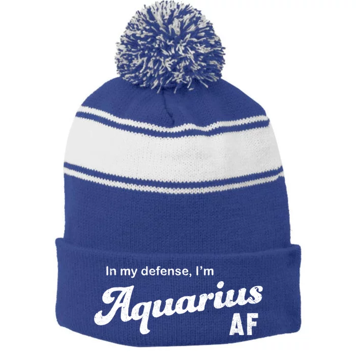 Funny Astrology Aquarius Gift Stripe Pom Pom Beanie