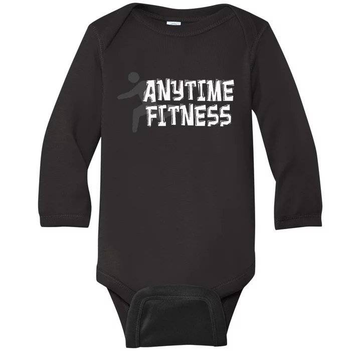 Fitness At Anytime Funny Workout Desisgn Best Awesome Baby Long Sleeve Bodysuit