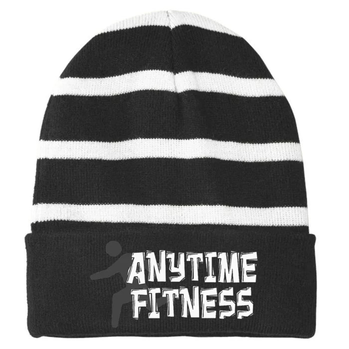 Fitness At Anytime Funny Workout Desisgn Best Awesome Striped Beanie with Solid Band