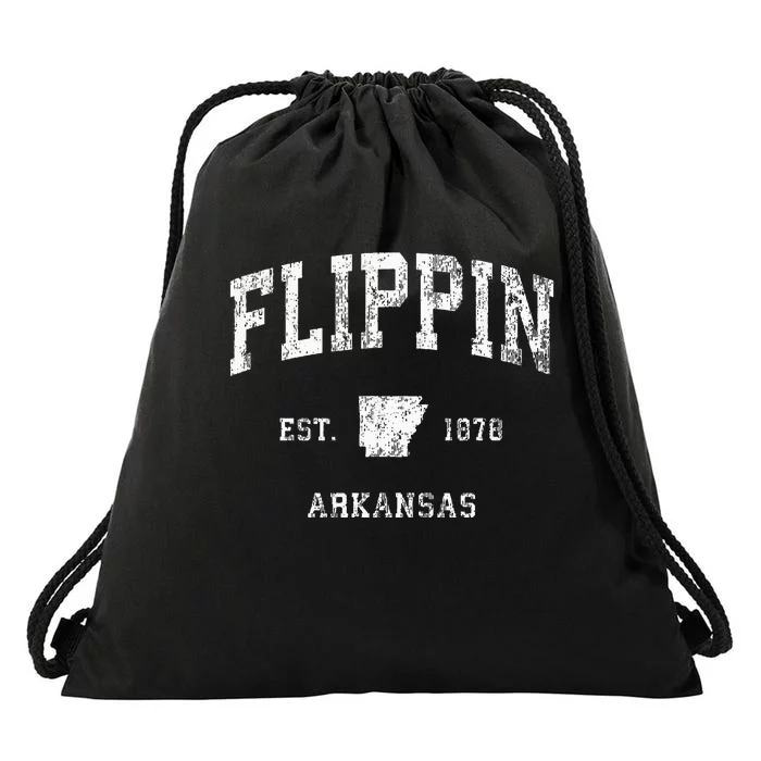 Flippin Arkansas Ar Vintage Athletic Sports Design Drawstring Bag