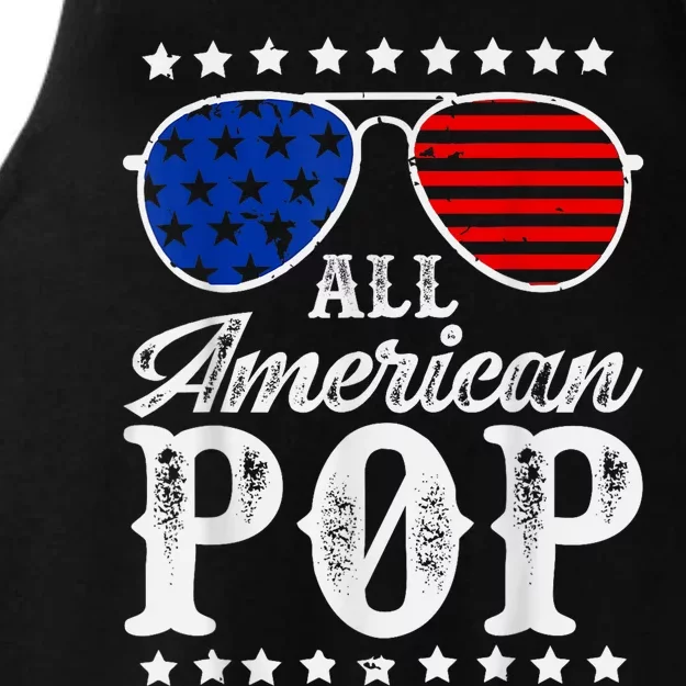 Funny All American Pop Sunglasses USA 4th Of July Ladies Tri-Blend Wicking Tank