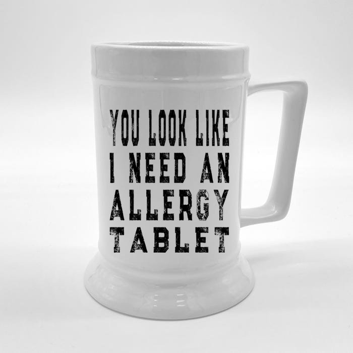 Funny Antisocial Allergy Tablet Saying Allergic To People Meaningful Gift Front & Back Beer Stein