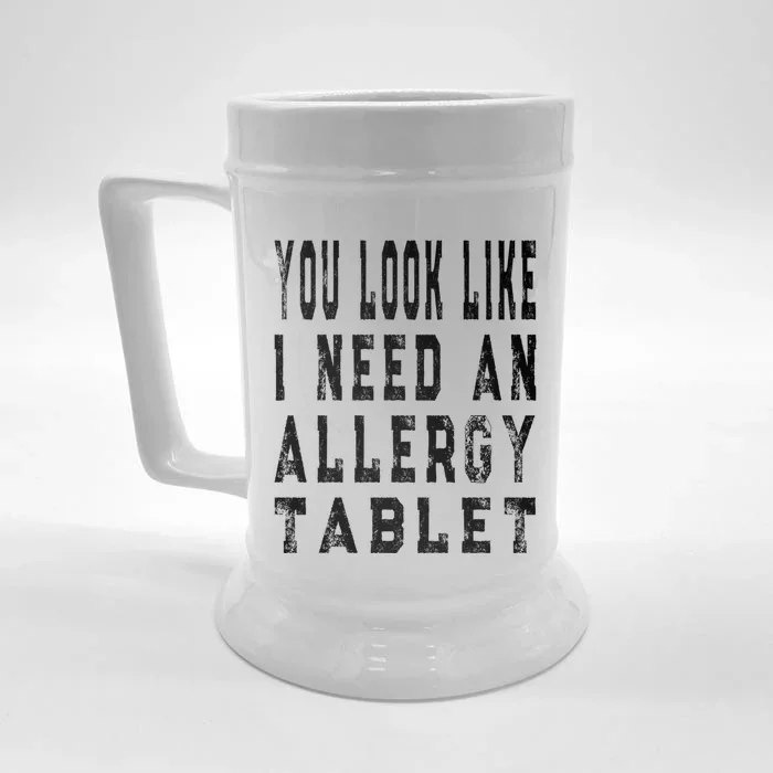 Funny Antisocial Allergy Tablet Saying Allergic To People Meaningful Gift Front & Back Beer Stein