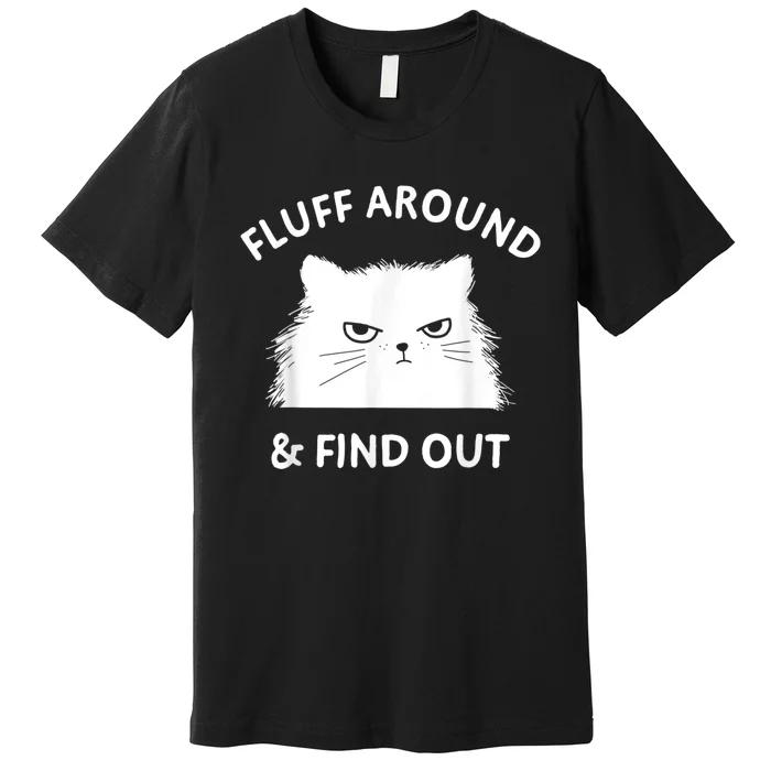 Fluff Around And Find Out Funny Cat Adult Humor Premium T-Shirt