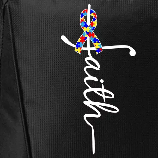 Faith Autism Awareness Month Ribbon City Backpack