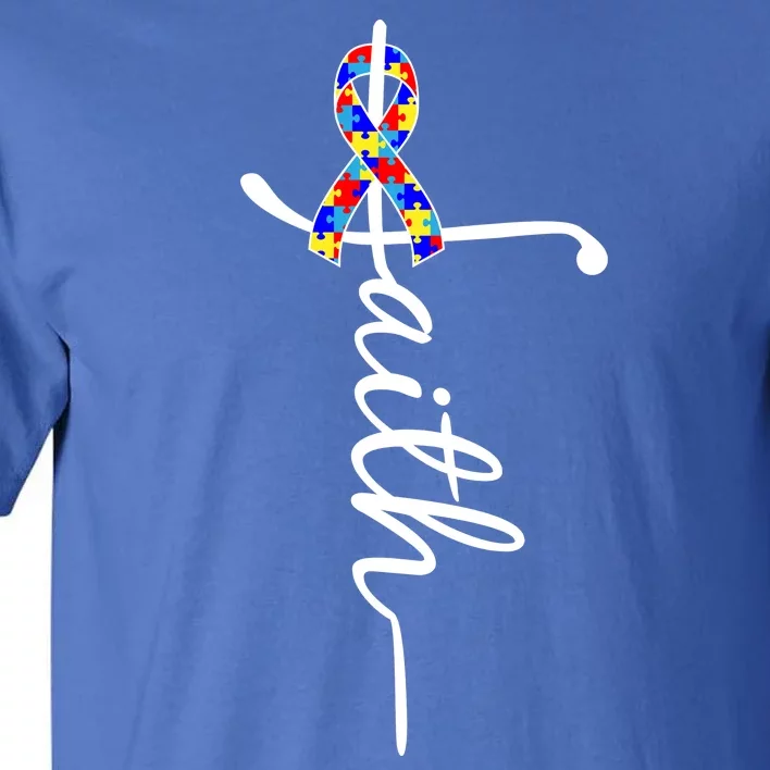 Faith Autism Awareness Month Ribbon Tall T-Shirt