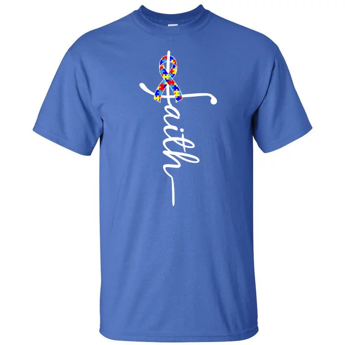 Faith Autism Awareness Month Ribbon Tall T-Shirt