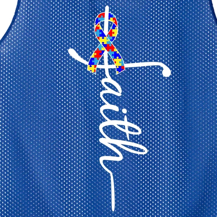 Faith Autism Awareness Month Ribbon Mesh Reversible Basketball Jersey Tank