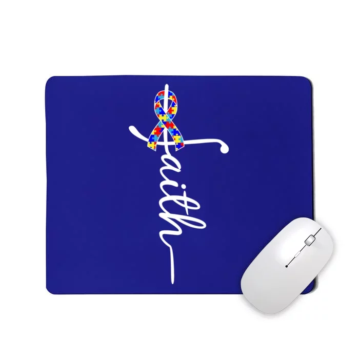 Faith Autism Awareness Month Ribbon Mousepad