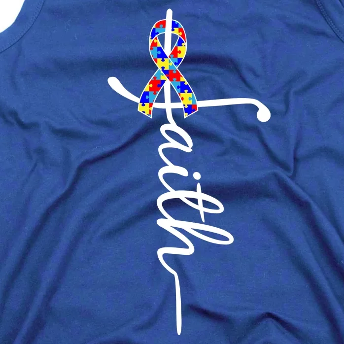 Faith Autism Awareness Month Ribbon Tank Top