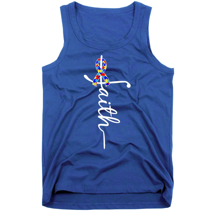 Faith Autism Awareness Month Ribbon Tank Top