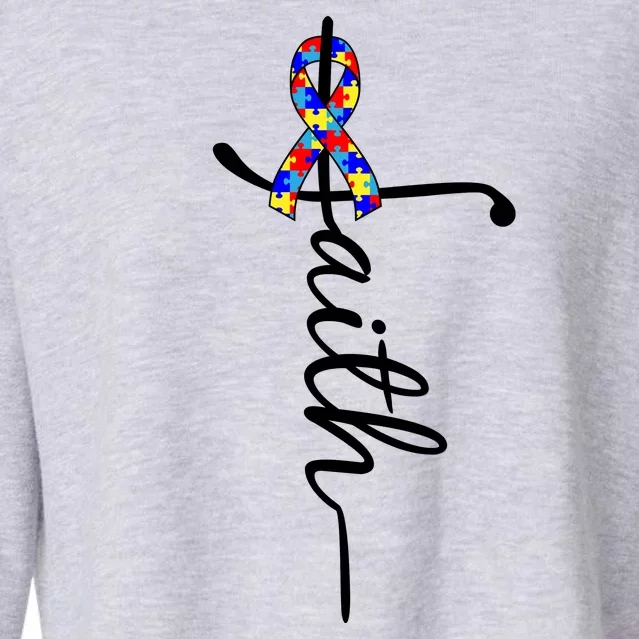 Faith Autism Awareness Month Ribbon Cropped Pullover Crew