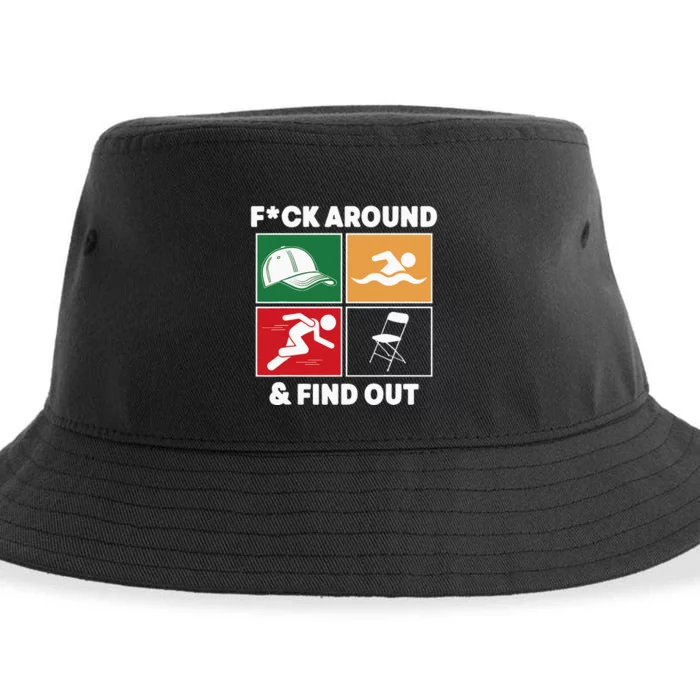 Fuck Around And Find Out Hat Chair Swim Run Sustainable Bucket Hat