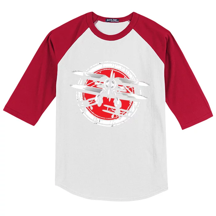 Flying Airplane Aviation Aircraft Flight Copilot Plane Pilot Kids Colorblock Raglan Jersey