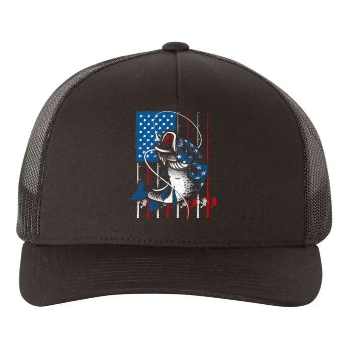 Fishing Art American Flag Usa Fishing Lover Yupoong Adult 5-Panel Trucker Hat