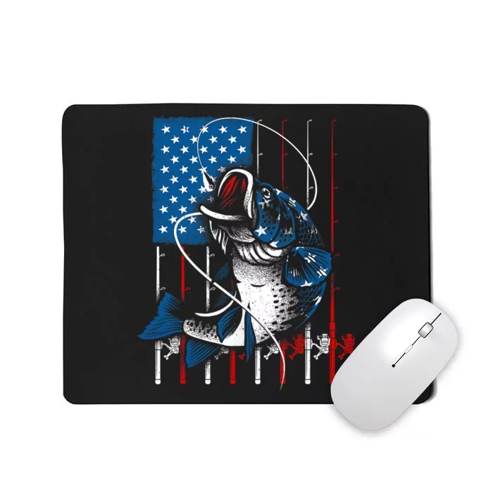 Fishing Art American Flag Usa Fishing Lover Mousepad