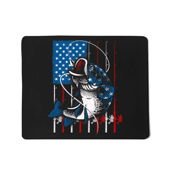 Fishing Art American Flag Usa Fishing Lover Mousepad