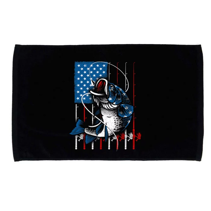 Fishing Art American Flag Usa Fishing Lover Microfiber Hand Towel