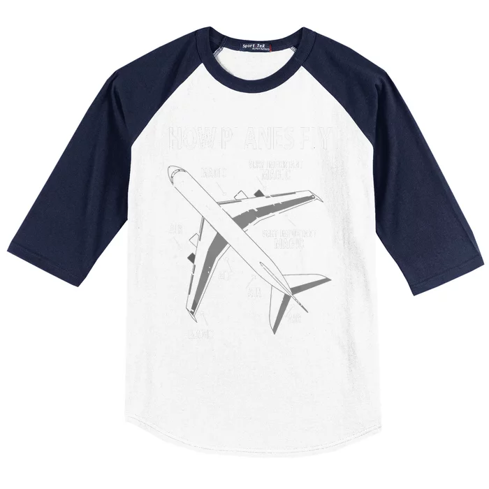 Funny Aviation Airplane Gift Pilot Baseball Sleeve Shirt