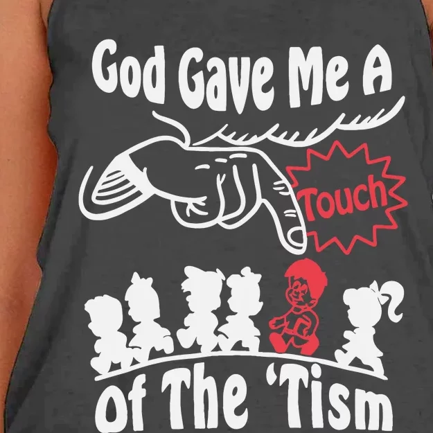 Funny Autism Appreciation God Gave Me A Touch Of The Tism Women's Knotted Racerback Tank