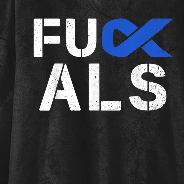 Fuck ALS Awareness Month Blue Ribbon Support Squad Fighter Hooded Wearable Blanket