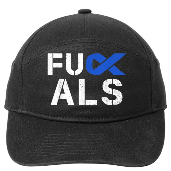 Fuck ALS Awareness Month Blue Ribbon Support Squad Fighter 7-Panel Snapback Hat