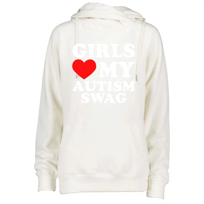 Funny Autistic Boy Gifts Girl Love My Autism Swag Awareness Gift Womens Funnel Neck Pullover Hood