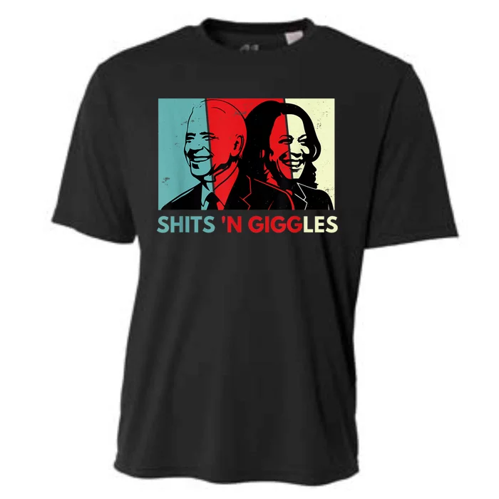 Funny Anti Biden Harris Shits 'N Giggles Political Gift Cooling Performance Crew T-Shirt