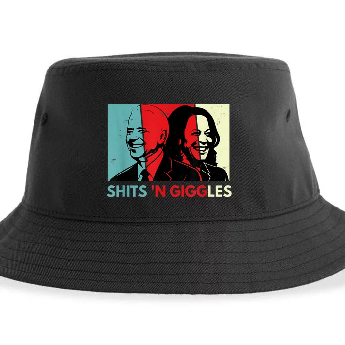 Funny Anti Biden Harris Shits 'N Giggles Political Gift Sustainable Bucket Hat