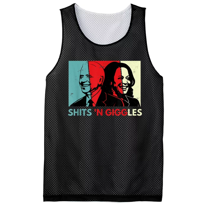 Funny Anti Biden Harris Shits 'N Giggles Political Gift Mesh Reversible Basketball Jersey Tank