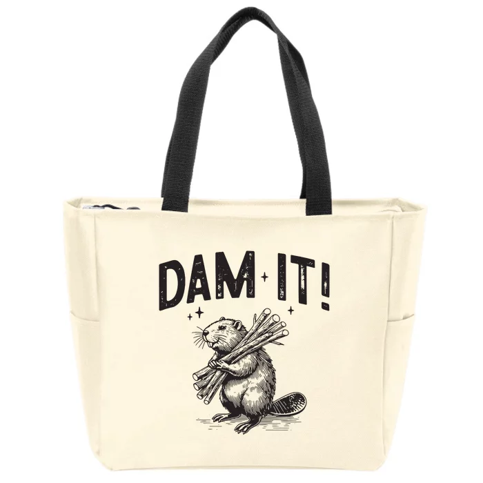 Funny Animal Beaver Dam It Zip Tote Bag