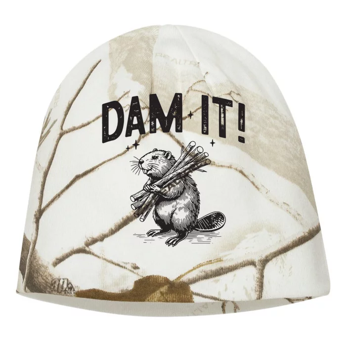 Funny Animal Beaver Dam It Kati - Camo Knit Beanie