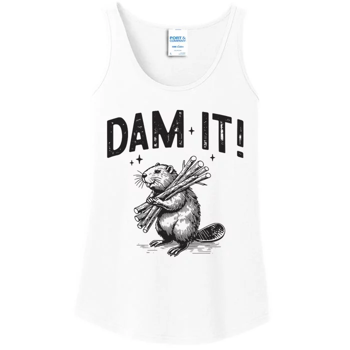 Funny Animal Beaver Dam It Ladies Essential Tank