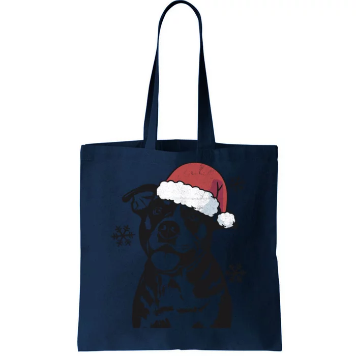 Funny American Bulldog Christmas Santa Hat Xmas Mom Dad Great Gift Tote Bag